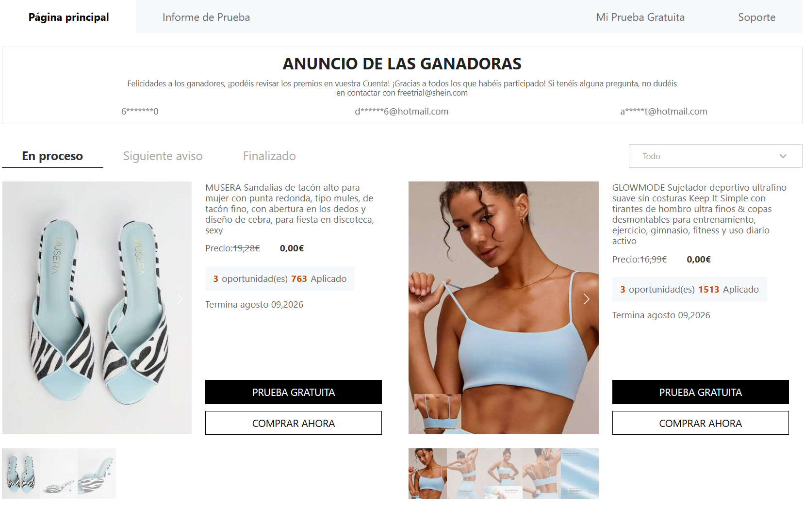 Programa de Prueba de Productos Shein
