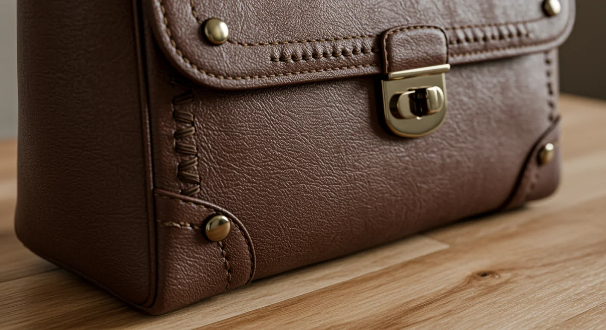 Bolso de cuero vegano de alta calidad con detalles elegantes, mostrando la fina artesanía de los materiales cruelty-free.