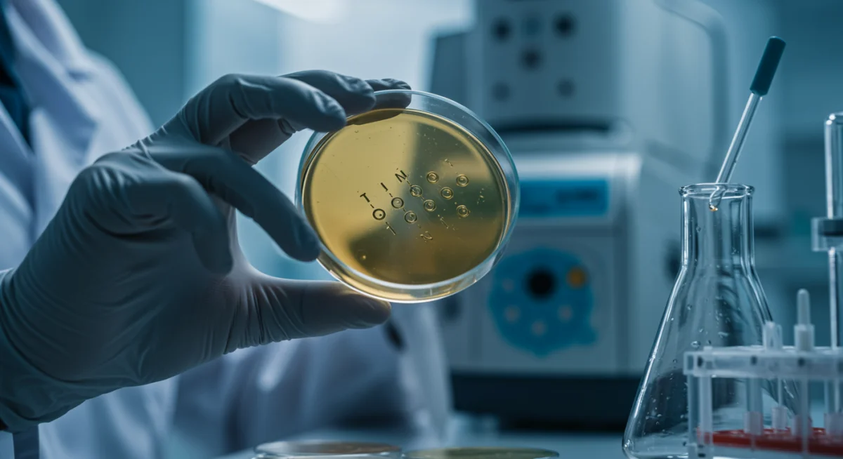 Científico examinando un nuevo ingrediente activo en un laboratorio moderno.