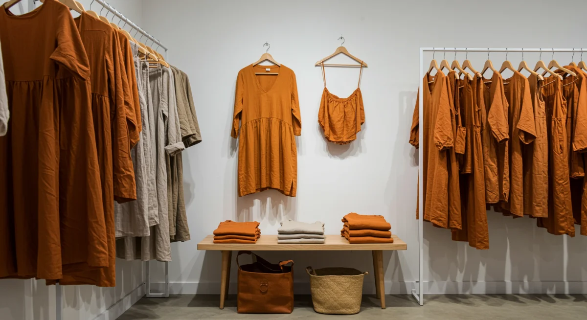 Colección de ropa sostenible de marcas españolas, exhibiendo moda ética y diseño contemporáneo.