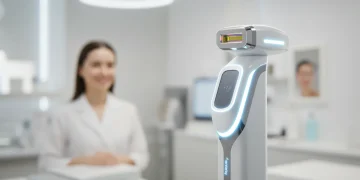 Dispositivo de depilación láser de última generación en una clínica estética moderna.