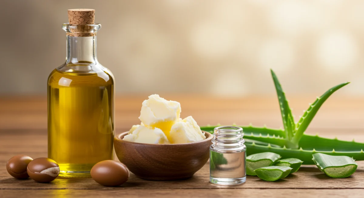 Aceite de argán, manteca de karité, ácido hialurónico y aloe vera, ingredientes clave para la hidratación capilar.