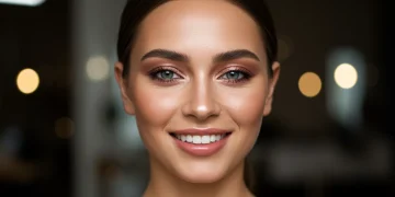 Efecto 'flash': 7 trucos de maquillaje exprés para 2025 Mujer sonriente con maquillaje efecto flash, piel radiante y ojos brillantes, lista para un evento especial.