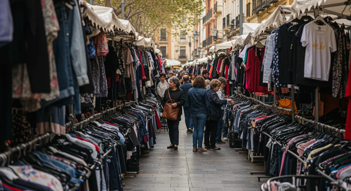 Mercado de ropa de segunda mano en España, promoviendo el consumo circular y consciente.