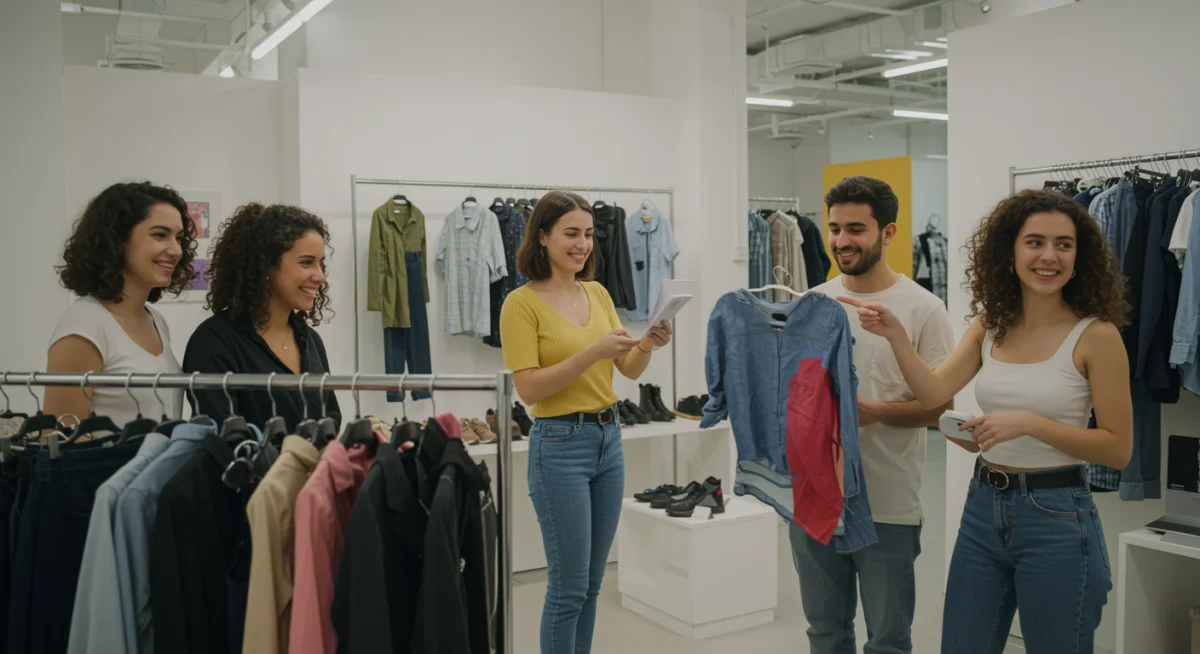 Jóvenes interactuando con moda de segunda mano en España