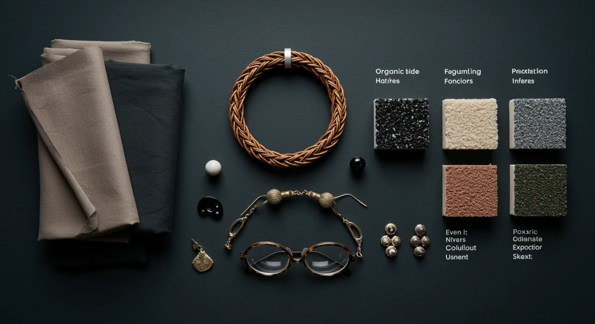 Materiales de moda sostenible, representando la eficiencia y el ahorro en la producción de eventos.