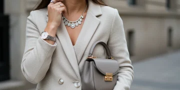 Accesorios que transforman: Guía inteligente 2025 para looks clave Mujer elegante con accesorios clave, destacando la transformación del look.