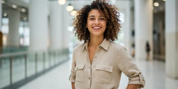 Inversión ética en moda sostenible: 3 marcas españolas 2025 Mujer vistiendo moda sostenible española con materiales ecológicos y diseño moderno