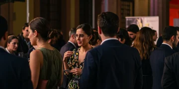 Networking en Moda España 2025: 5 Oportunidades Clave Profesionales de la moda haciendo networking en un evento vibrante en España, intercambiando ideas y contactos.