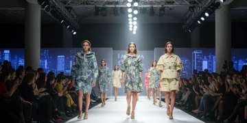 Pasarela de moda vibrante en España, mostrando la fusión de diseño nacional con influencias globales para 2025.