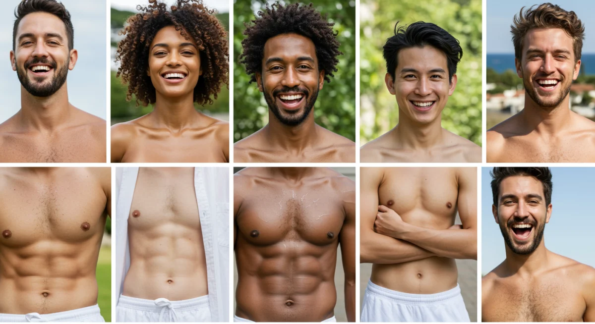 Personas satisfechas mostrando su piel suave y libre de vello tras la depilación láser.