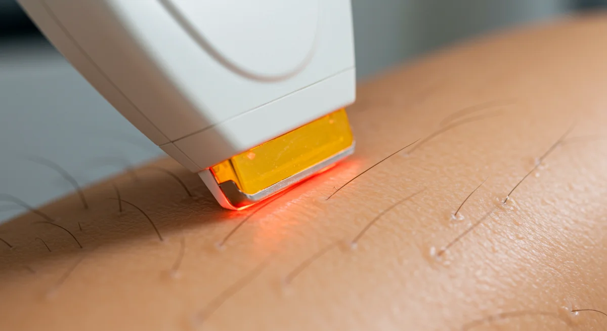 Piel recibiendo tratamiento de depilación láser con precisión y suavidad.