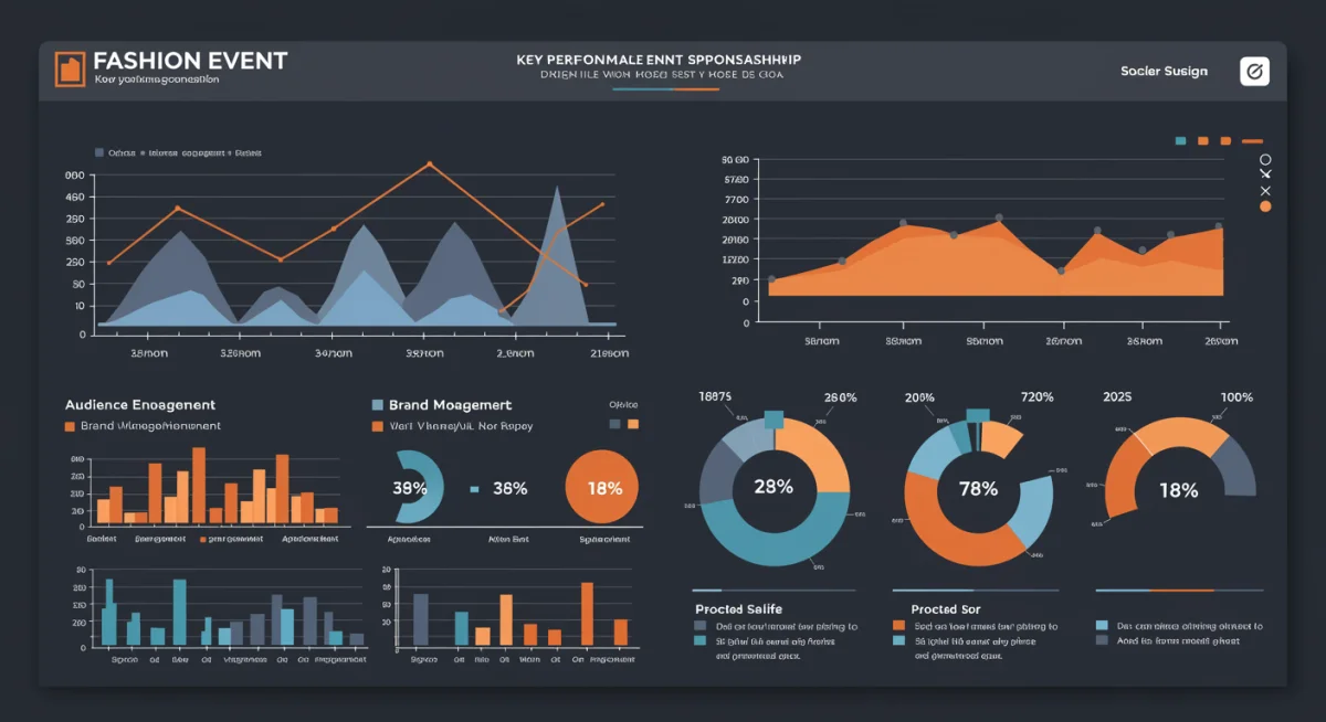 Infografía mostrando métricas de ROI y éxito de patrocinio en eventos de moda.