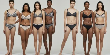 Modelos con ropa interior variada mostrando comodidad y confianza en un ambiente moderno