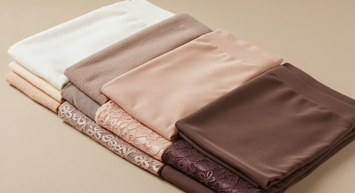 Variedad de tejidos de ropa interior: algodón, seda, encaje y microfibra
