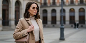 Mujer elegante con accesorios de moda 2025 en una calle española