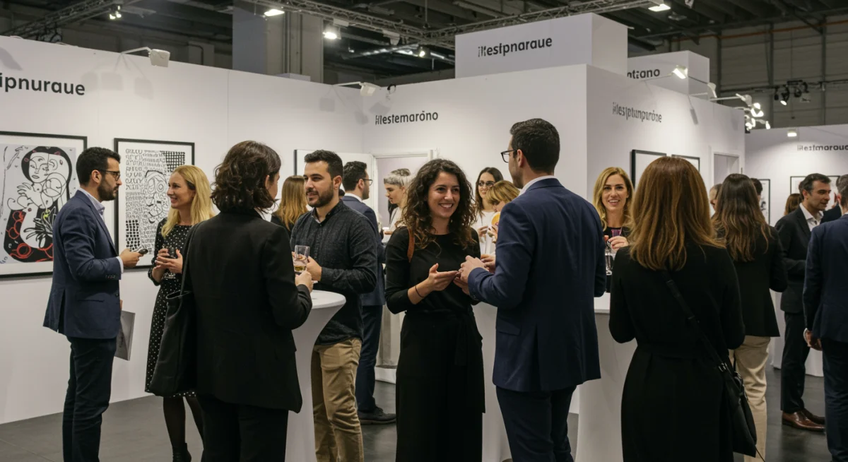 Profesionales de la moda en España haciendo networking en un evento, generando oportunidades de negocio y colaboración.
