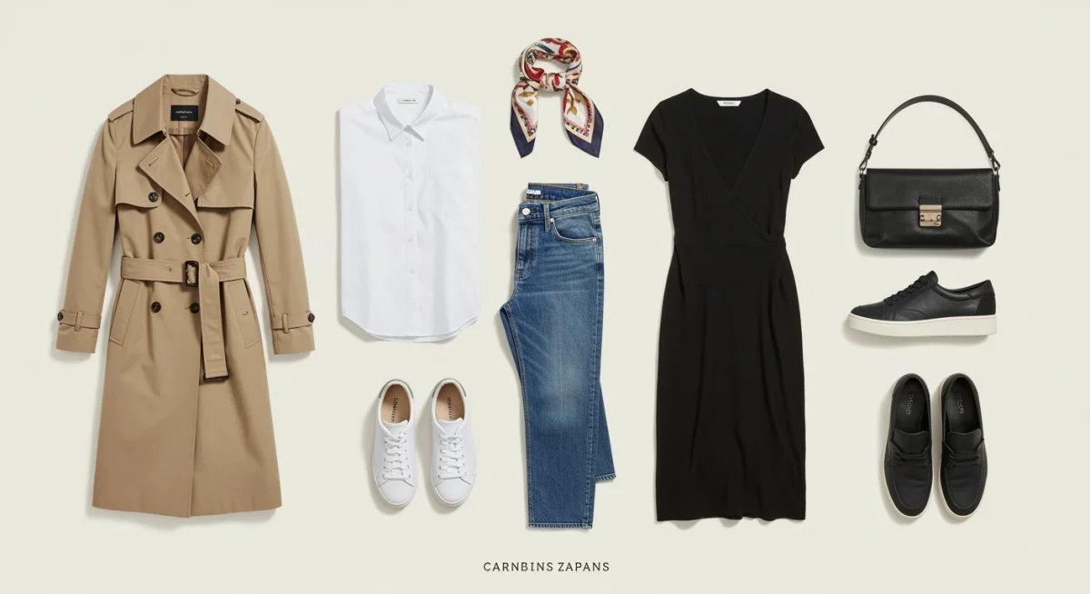 Fondo de armario cápsula con prendas esenciales y versátiles.