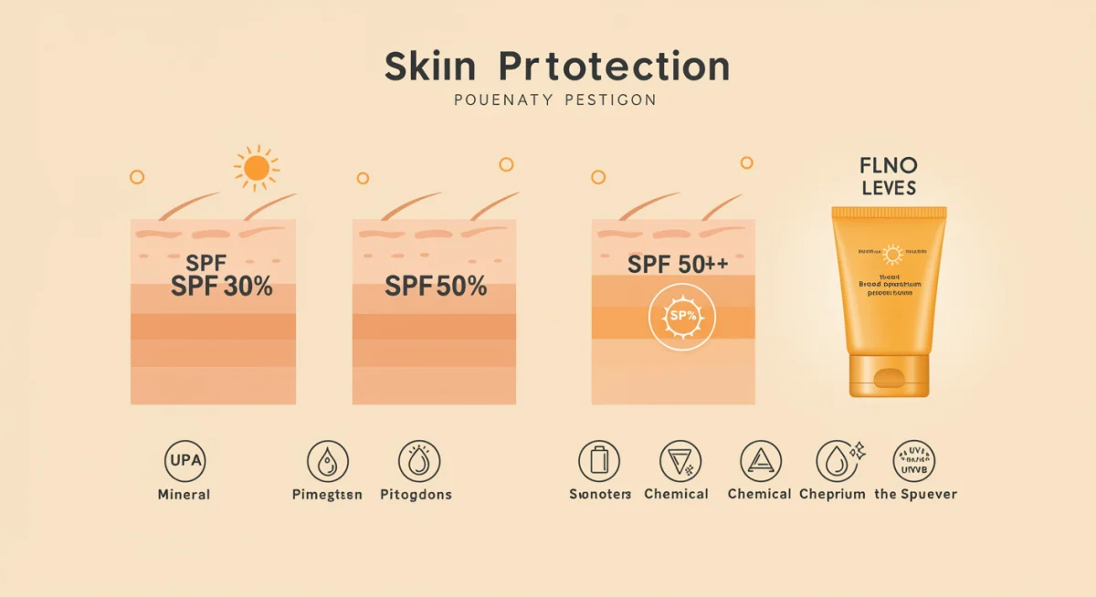 Gráfico explicativo de los niveles de SPF y su eficacia en la protección contra los rayos UV.