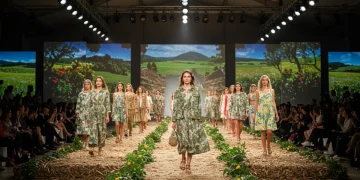 Pasarela de moda sostenible española 2025 con diseños innovadores y materiales reciclados.
