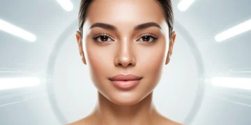 Mujer con piel radiante y perfecta, simbolizando los resultados de los ingredientes de belleza innovadores de 2026.