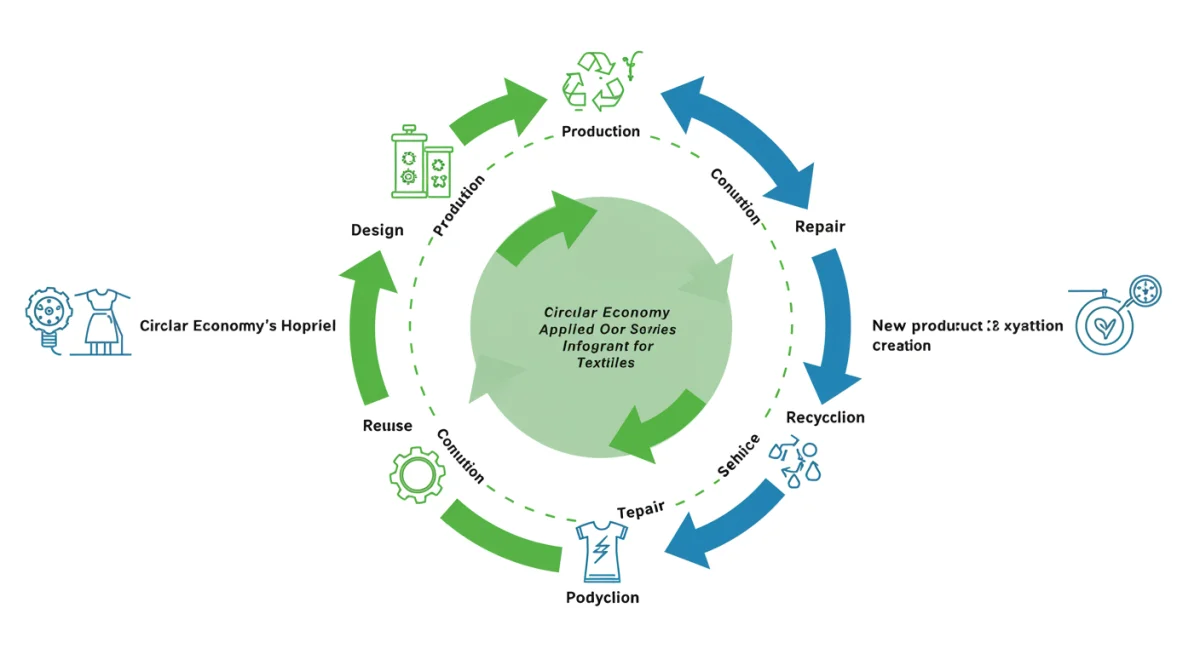 Infografía detallada sobre el modelo de economía circular en la industria textil.