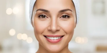 Mujer con piel radiante y rejuvenecida después de tratamientos antienvejecimiento en 2025.