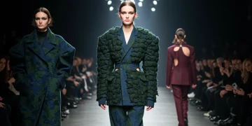 Modelos desfilando con abrigos voluminosos y trajes sastre innovadores en la Semana de la Moda de Madrid 2026.