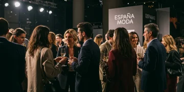 Profesionales de la moda interactuando en un evento exclusivo en España, 2026