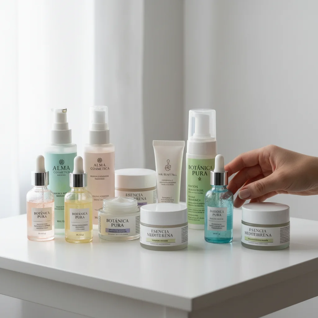 Variedad de productos de skincare nacionales de alta calidad.
