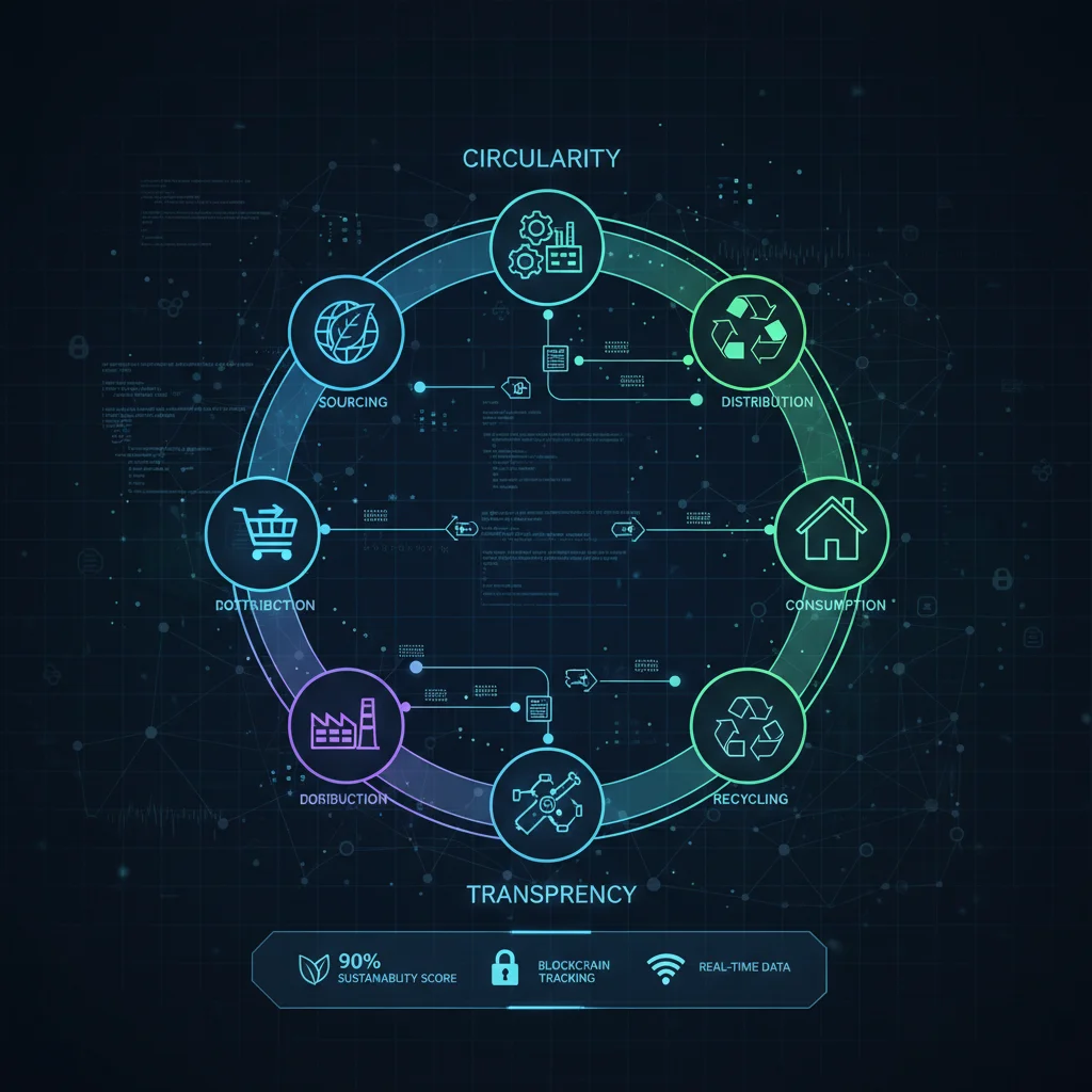 Diagrama de cadena de suministro circular y transparente en la industria textil
