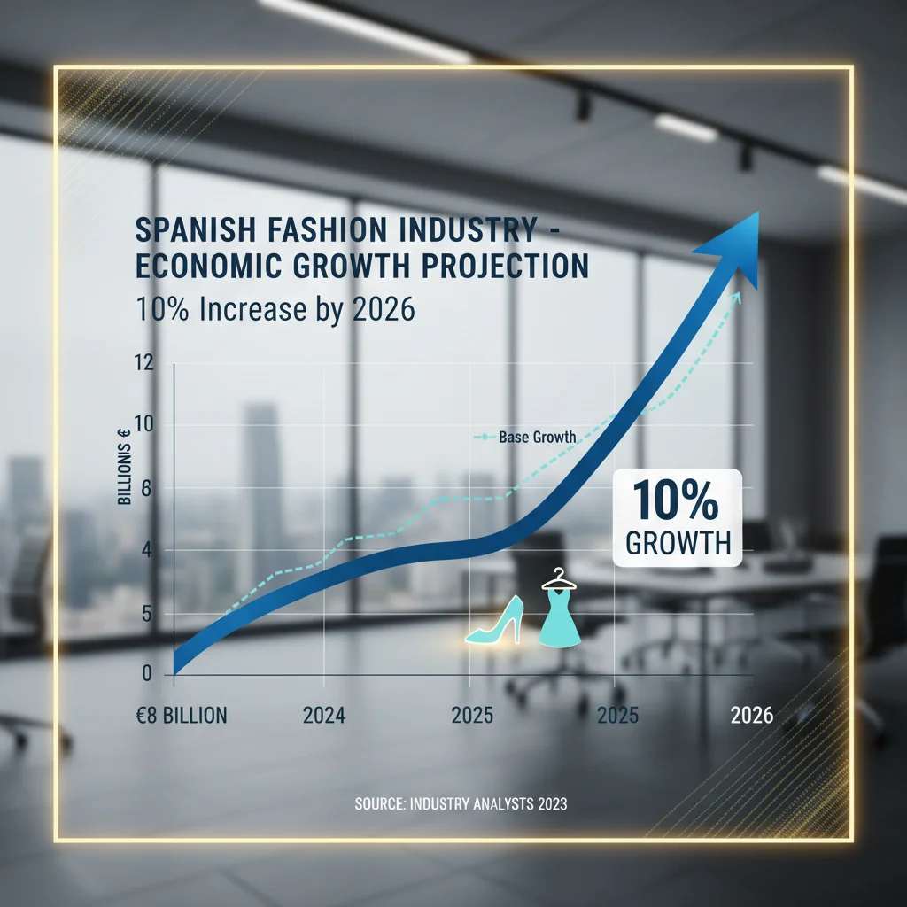 Gráfico mostrando el crecimiento proyectado del 10% en el impacto económico de la moda española para 2026.