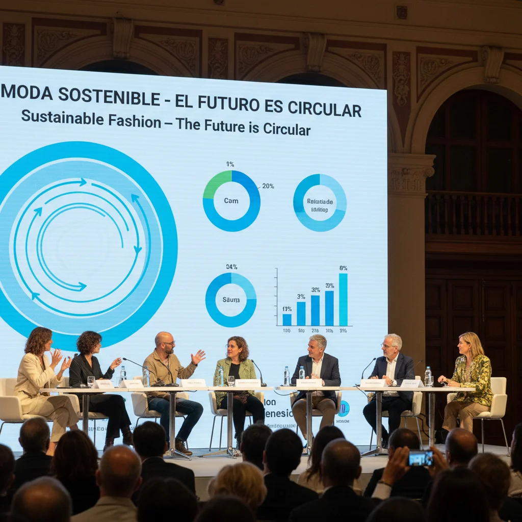 Panel de expertos debatiendo sobre el futuro de la moda sostenible en España.