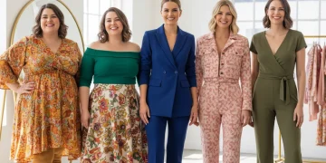 Mujeres con diferentes tipos de cuerpo luciendo atuendos elegantes y modernos que realzan su figura.