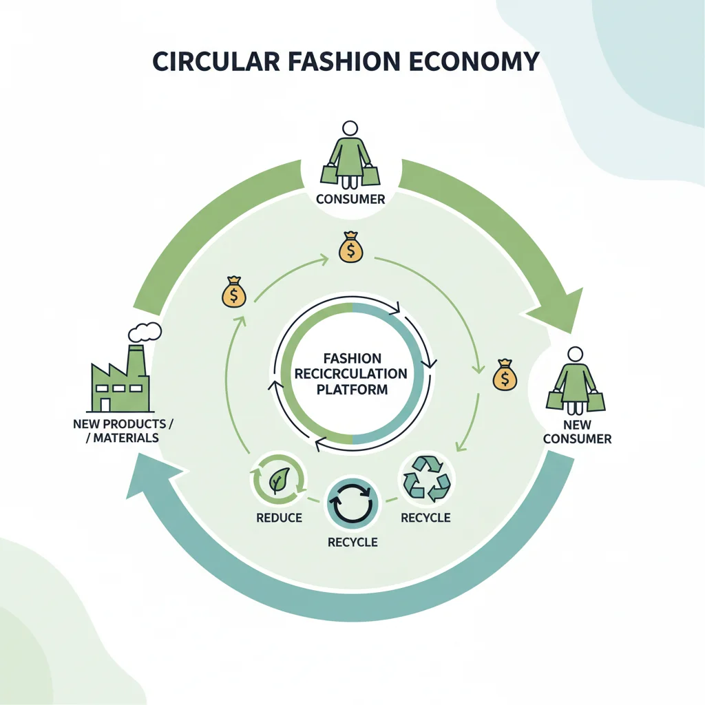 Diagrama de economía circular de la moda y beneficios económicos