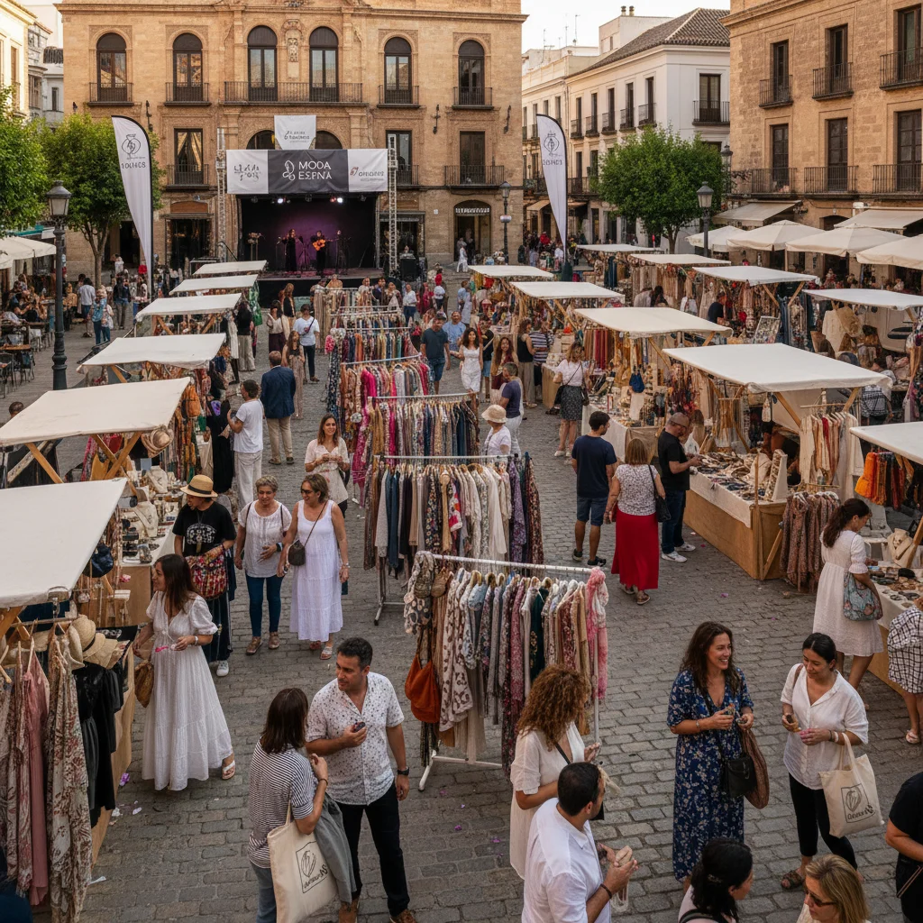 Mercado de moda local en España, impulsando el comercio y el turismo.
